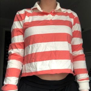 Peach and white striped crop top